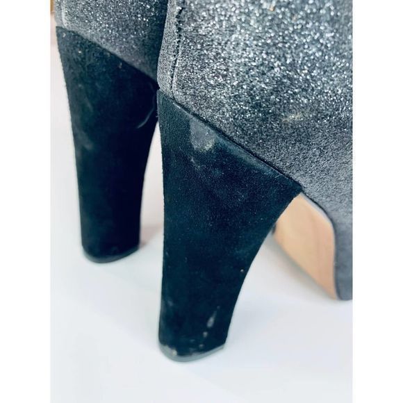 Sam‎ Edelman Black Glitter Chunky Heel Ankle Boot size 8m - Picture 7 of 9